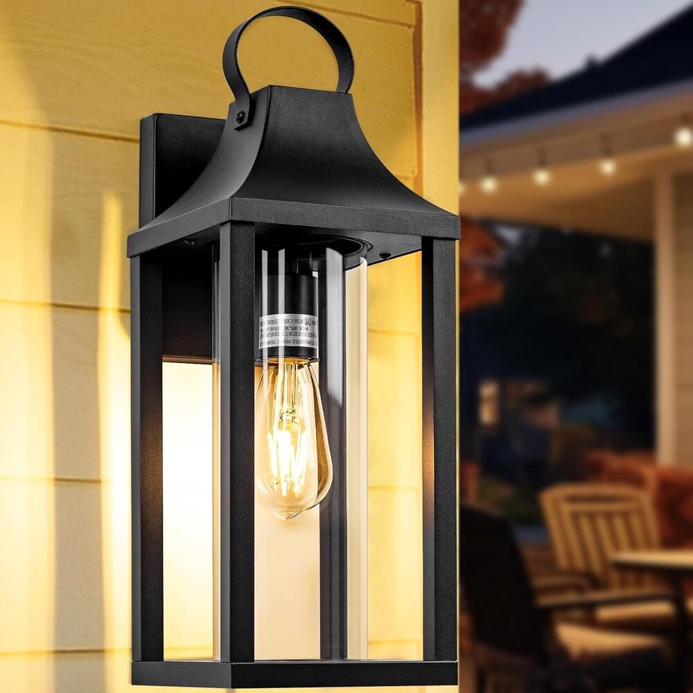 Roravilila 17 Inch Porch Light Large Black Outdoor Light Fixture, Matte Black
